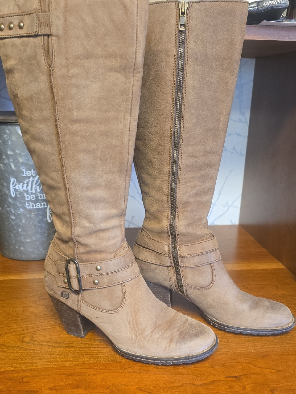 Born Buckle Riding Boots - Tan